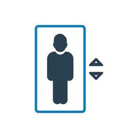 Elevator Icon. With Lift, Man and Button Symbols. Editable Flat Vector Illustration.