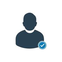 Approved Account Icon. With Man and Tick Symbols. Editable Flat Vector Illustration.