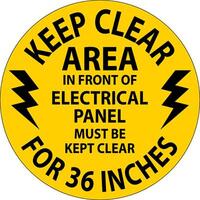 Floor Sign Keep Clear - Area In Front Of Electrical Panel Must Be Kept Clear For 36 Inches vector