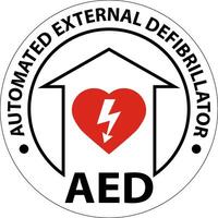 Floor Sign AED with Defib Heart, Red Border Floor Sign vector