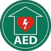 Floor Sign AED with Defib Heart, Red Border Floor Sign vector