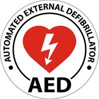 Floor Sign AED with Defib Heart, Red Border Floor Sign vector