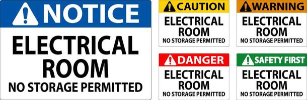 Danger Sign Electrical Room, No Storage Permitted vector