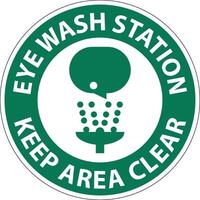 Floor Sign Eye Wash Station - Keep Area Clear vector