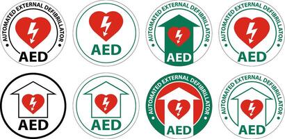 Floor Sign AED with Defib Heart, Red Border Floor Sign vector