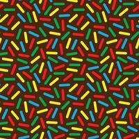 Chocolate donut seamless pattern with colorful sprinkles vector