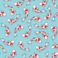 repeating pattern of red koi fish in a pond. koi fish seamless vector illustration pattern background