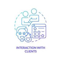 Interaction with clients blue gradient concept icon. Customer satisfaction. Online poll. Market analysis. Product review abstract idea thin line illustration. Isolated outline drawing vector