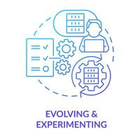 Evolving and experimenting blue gradient concept icon. Big data process. ICT literacy level abstract idea thin line illustration. Isolated outline drawing vector