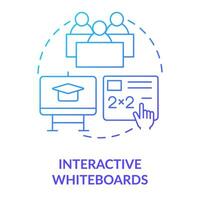 Interactive whiteboards blue gradient concept icon. Equipment for classrooms. Educational application of ICT abstract idea thin line illustration. Isolated outline drawing vector