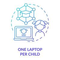 One laptop per child blue gradient concept icon. Digital literacy. Educational application of ICT abstract idea thin line illustration. Isolated outline drawing vector