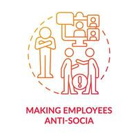 Making employees anti social red gradient concept icon. Communication issues. ICT in business disadvantage abstract idea thin line illustration. Isolated outline drawing vector