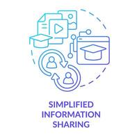 Simplified information sharing blue gradient concept icon. Access to knowledge. ICT benefit in education abstract idea thin line illustration. Isolated outline drawing vector