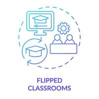 Flipped classrooms blue gradient concept icon. E learning model. Educational application of ICT abstract idea thin line illustration. Isolated outline drawing vector