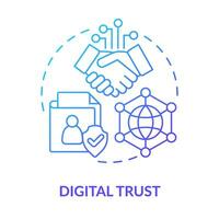 Digital trust blue gradient concept icon. Data security improvement. Information technology trend abstract idea thin line illustration. Isolated outline drawing vector