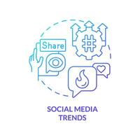 Social media trends blue gradient concept icon. Consumer engagement. Market research. Digital marketing. Trend analysis. Share content abstract idea thin line illustration. Isolated outline drawing vector