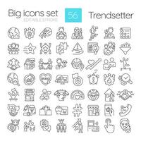 Trendsetter linear icons set. New trend. Predictive analytics. Innovative solution. Creative thinking. Customizable thin line symbols. Isolated vector outline illustrations. Editable stroke