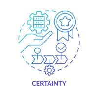 Certainty blue gradient concept icon. Perform data handling steps. Information process. ICT literacy level abstract idea thin line illustration. Isolated outline drawing vector