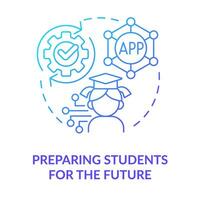 Preparing students for future blue gradient concept icon. Digital data. ICT benefit in education abstract idea thin line illustration. Isolated outline drawing vector