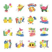 Bundle of Beach Enjoyment Flat Stickers vector