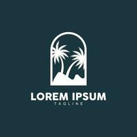 Coconut Tree Logo, Palm Tree Sunset Beach Vector, Elegant Minimalist Simple Design, Symbol Template Icon vector