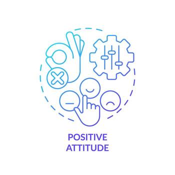Positive attitude blue gradient concept icon. Building rapport. Customer centric. Client trust. Sales success. Round shape line illustration. Abstract idea. Graphic design. Easy to use vector
