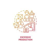 2D gradient excessive production thin line icon concept, isolated vector, illustration representing overproduction. vector