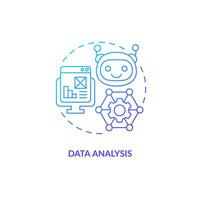 2D gradient data analysis thin line icon concept, isolated vector, illustration representing overproduction. vector