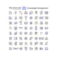 2D editable big line icons set representing knowledge management, isolated vector, multicolor linear illustration. vector