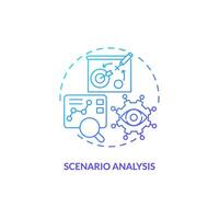 2D gradient scenario analysis thin line icon concept, isolated vector, illustration representing overproduction. vector