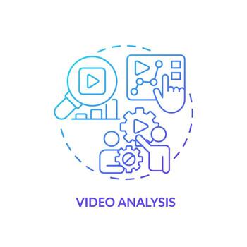 Video analysis blue gradient concept icon. Learn from others. Business insight. Performance evaluation. Coaching session. Round shape line illustration. Abstract idea. Graphic design. Easy to use vector