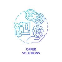 Offer solutions blue gradient concept icon. Problem solving. Client service. Key to success. Build trust. Sales closing. Round shape line illustration. Abstract idea. Graphic design. Easy to use vector