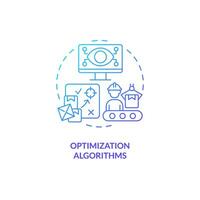 2D gradient optimization algorithms thin line icon concept, isolated vector, illustration representing overproduction. vector