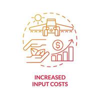 Gradient increased input costs icon representing heatflation concept, isolated vector, thin line illustration of global warming impact. vector