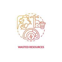 2D gradient wasted resources thin line icon concept, isolated vector, illustration representing overproduction. vector
