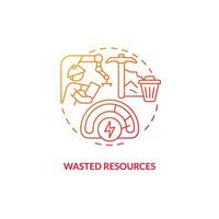 2D gradient wasted resources thin line icon concept, isolated vector, illustration representing overproduction. vector