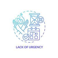 Lack of urgency blue gradient concept icon. Low priority. Schedule appointment. Change date. Customer need. Sales objection. Round shape line illustration. Abstract idea. Graphic design. Easy to use vector