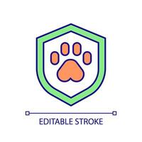 Editable paw print icon, isolated vector, thin line illustration. vector
