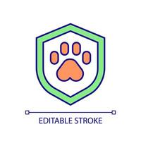 Editable paw print icon, isolated vector, thin line illustration. vector