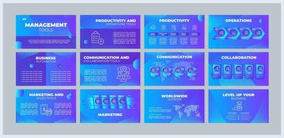 administración herramientas presentación plantillas colocar. organizativo cambiar. negocio software. empresa estrategia. Listo hecho ppt diapositivas en azul antecedentes. gráfico diseño vector