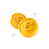 golden euro coins on transparent background png