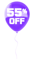 purple balloon with the word 55 off on it png