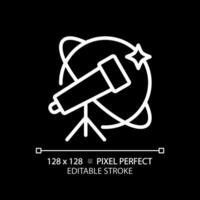 Astronomy and STEM pixel perfect white linear icon for dark theme. Alternative way to study celestial bodies. Education course. Thin line illustration. Isolated symbol for night mode. Editable stroke vector