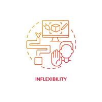 Inflexibility red gradient concept icon. Customers demands problems. Supply chain challenge abstract idea thin line illustration. Isolated outline drawing vector