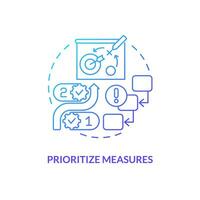 Prioritize measures blue gradient concept icon. Define goals and strategy. Disruption action plan abstract idea thin line illustration. Isolated outline drawing vector