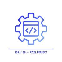 STEM in coding in pixel perfect gradient linear vector icon. App development studying process. Programming courses. Thin line color symbol. Modern style pictogram. Vector isolated outline drawing