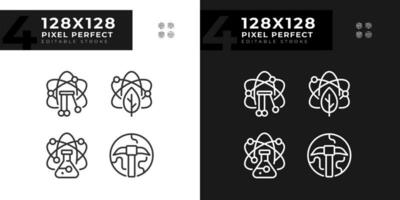 Data mining with STEM pixel perfect linear icons set for dark, light mode. Discover unknown information. Education. Thin line symbols for night, day theme. Isolated illustrations. Editable stroke vector