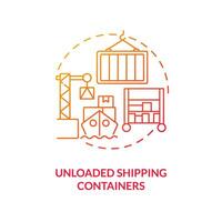 Unloaded shipping containers red gradient concept icon. Goods lost. Vulnerability in supply chain abstract idea thin line illustration. Isolated outline drawing vector