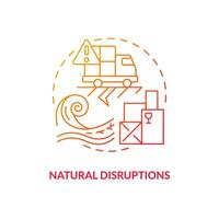 Natural disruptions red gradient concept icon. Catastrophic events. Supply chain alteration abstract idea thin line illustration. Isolated outline drawing vector