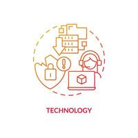 Technology red gradient concept icon. Industry data security problems. Supply chain disruption abstract idea thin line illustration. Isolated outline drawing vector